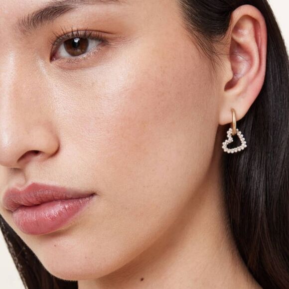 All-Saints Vida Heart Bead Embellished Hoop Earrings - Picture 4 of 10